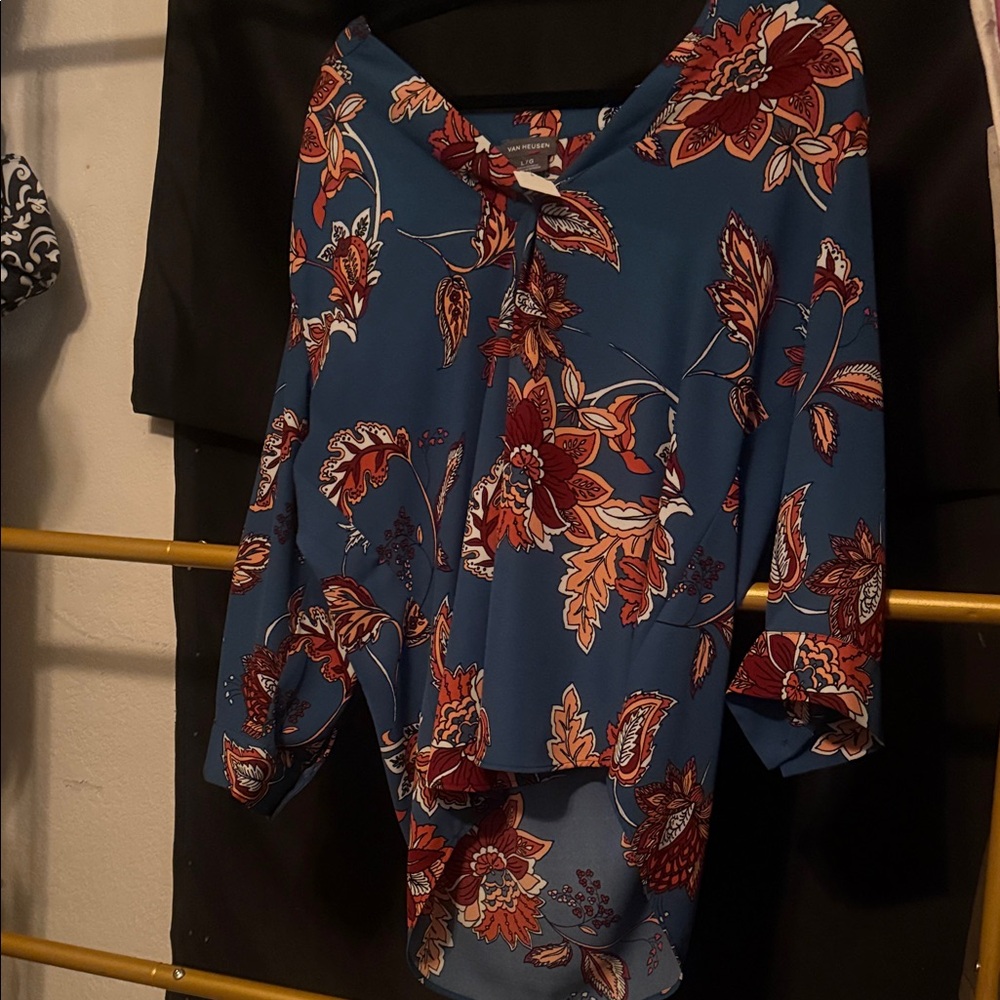 Van Heusen Blue Floral Long Sleeve Top